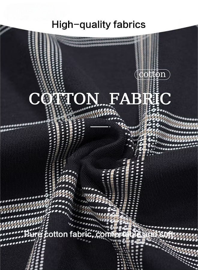 عام Two Piece Men's Plus Size Cotton Pajamas Set Plus Fashion Gradient Plaid Than Set Pajamas Casual Wear - Image 4