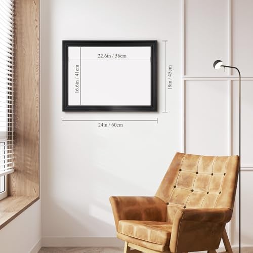 4 THOUGHT Dry Erase Board, 18 x 24 in Magnetic Whiteboard Black Vintage Wood Frame Wall-Mounted White Board Decorative Notice Board for School, Office, Home, Kitchen with 8 Magnets 4 Markers 1 Eraser - Image 3