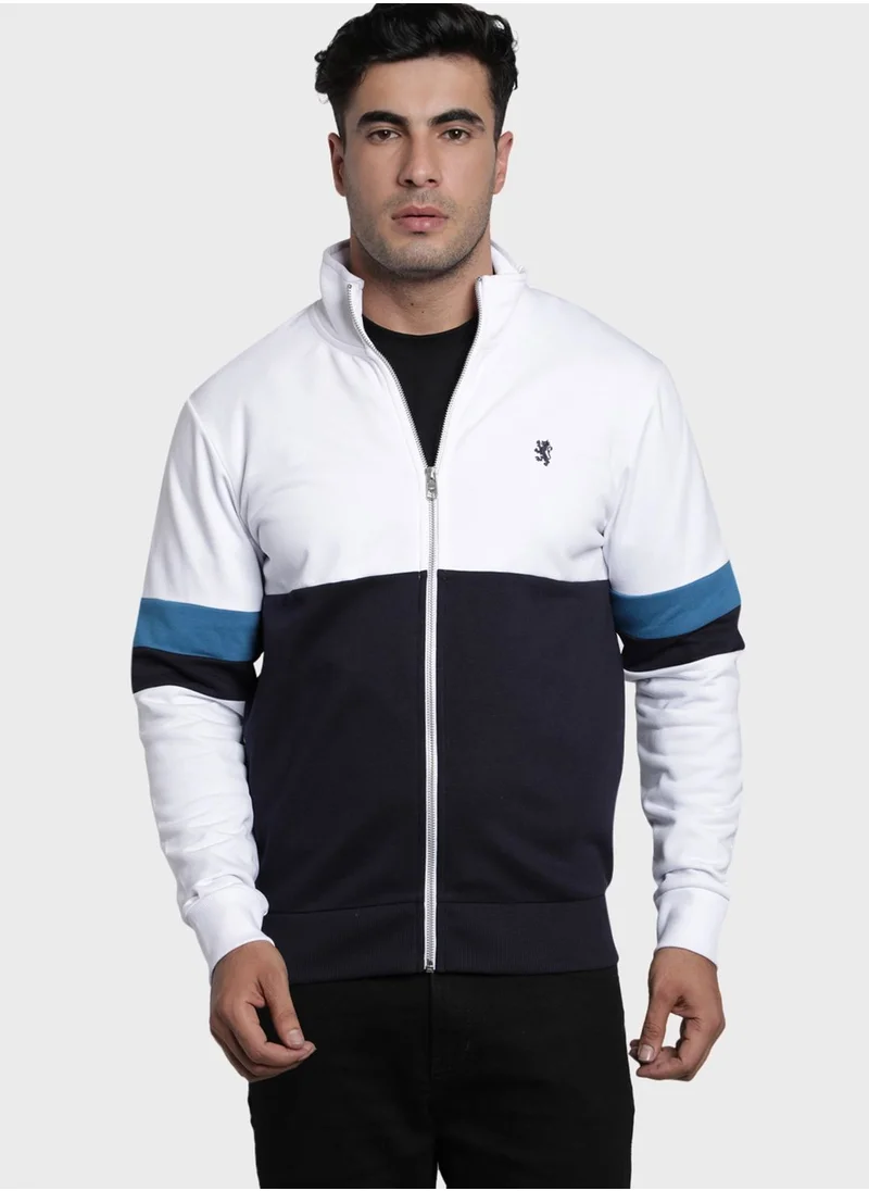 Red Tape Color Block Zip Through Sweatshirt