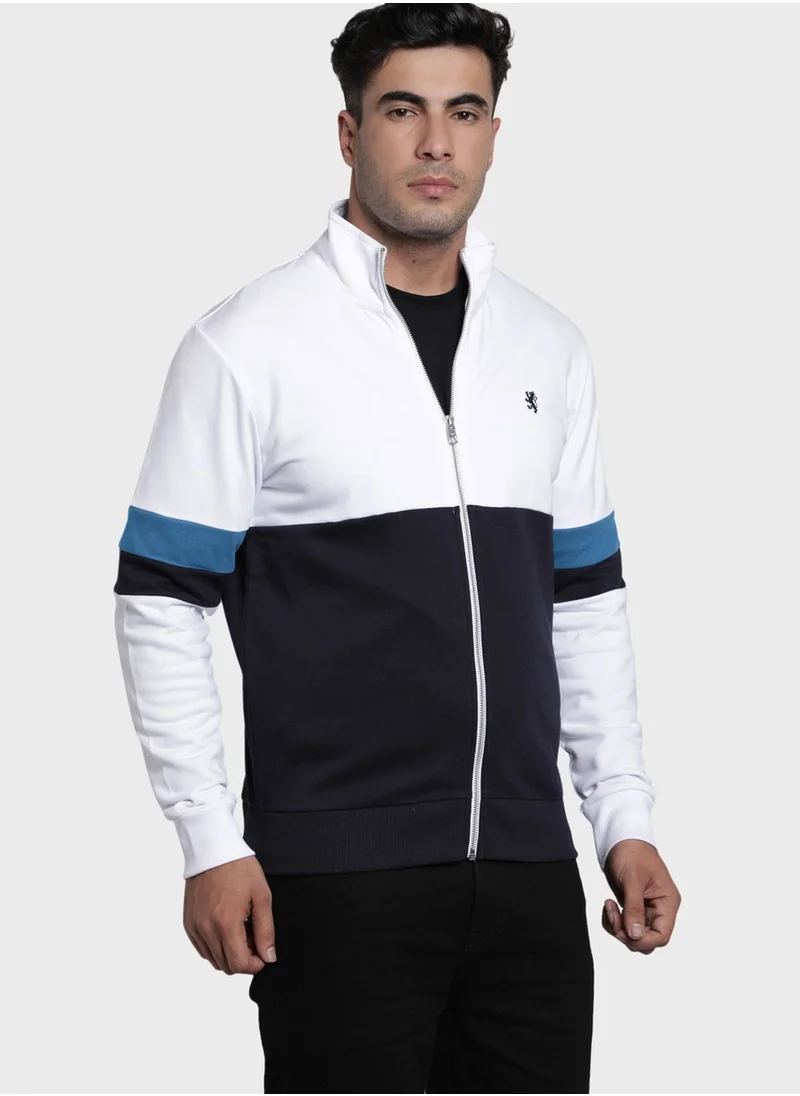 Red Tape Color Block Zip Through Sweatshirt