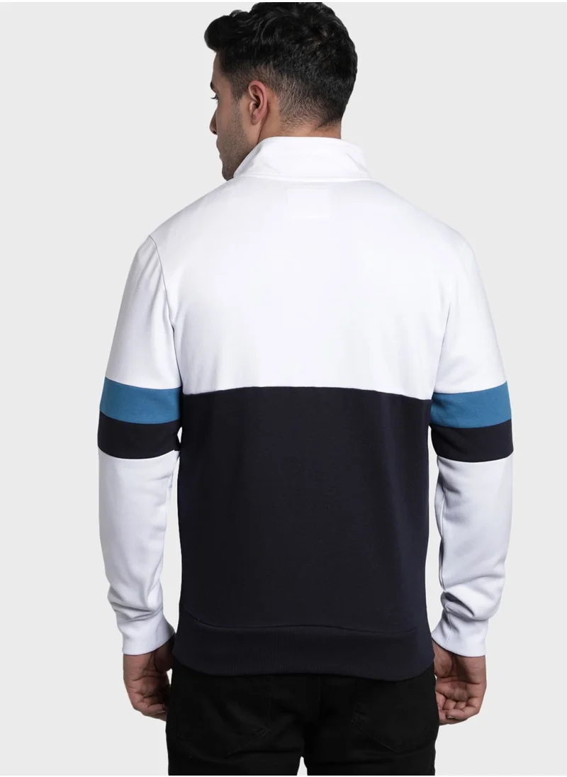 Red Tape Color Block Zip Through Sweatshirt