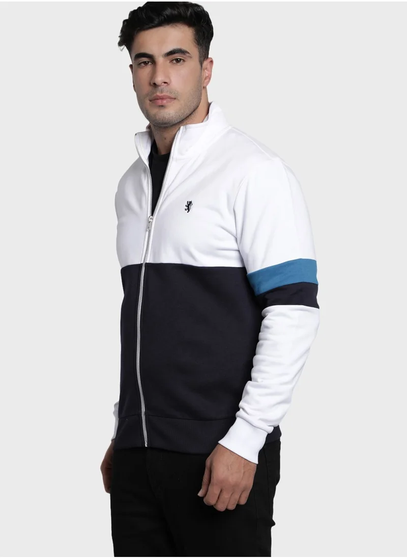 Red Tape Color Block Zip Through Sweatshirt