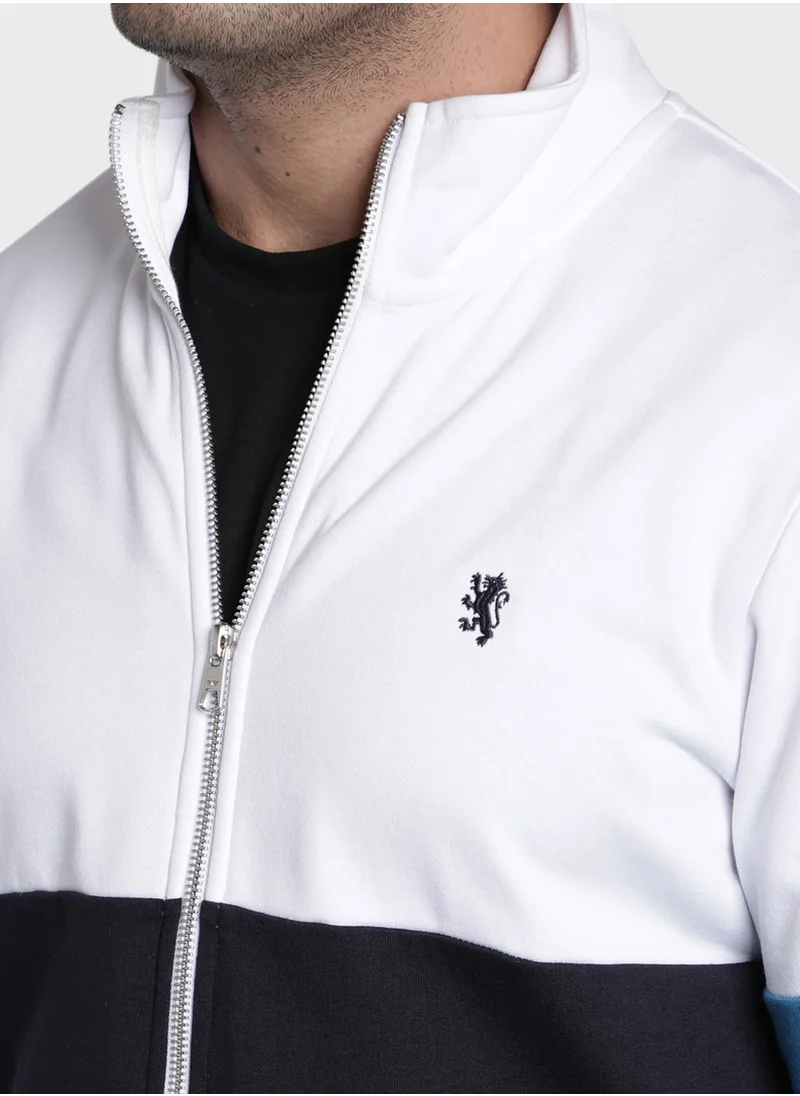 Red Tape Color Block Zip Through Sweatshirt