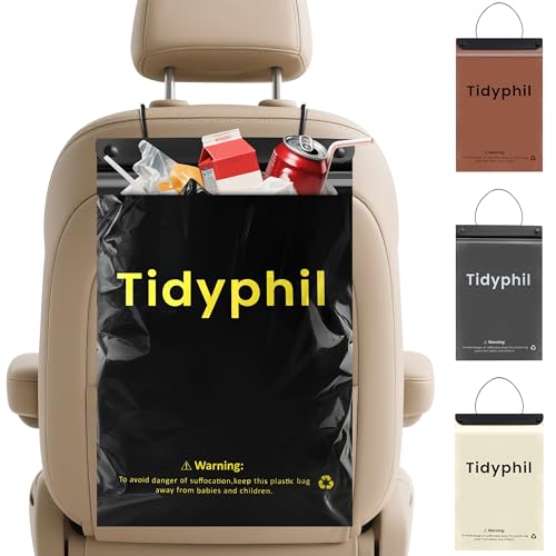 Tidyphil 150 PCS Disposable Car Trash Bags Hanging, Leak-proof, Odor Seal. 2 Gallon Car Garbage Bags, Big Capacity. Independent of Car Trash Can, Easy Stick-On Car trash Bin for Car, SUV, Truck, Stroller.Black - Image 1