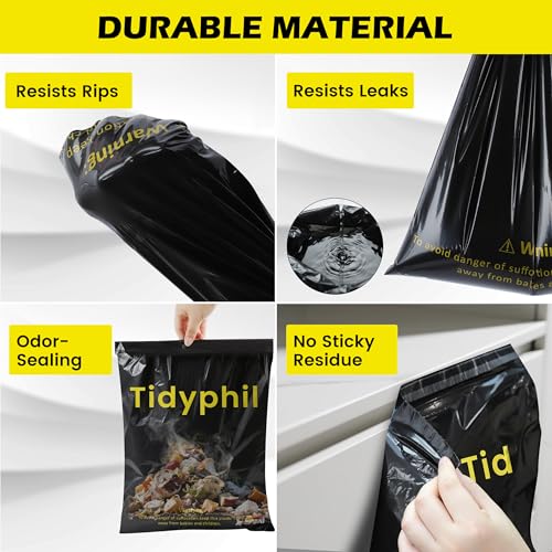 Tidyphil 150 PCS Disposable Car Trash Bags Hanging, Leak-proof, Odor Seal. 2 Gallon Car Garbage Bags, Big Capacity. Independent of Car Trash Can, Easy Stick-On Car trash Bin for Car, SUV, Truck, Stroller.Black - Image 5