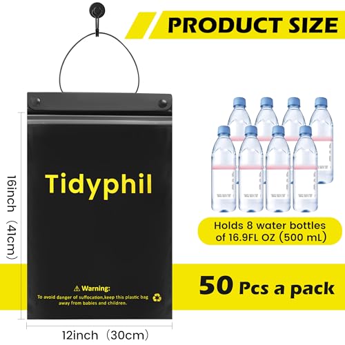 Tidyphil 150 PCS Disposable Car Trash Bags Hanging, Leak-proof, Odor Seal. 2 Gallon Car Garbage Bags, Big Capacity. Independent of Car Trash Can, Easy Stick-On Car trash Bin for Car, SUV, Truck, Stroller.Black - Image 3