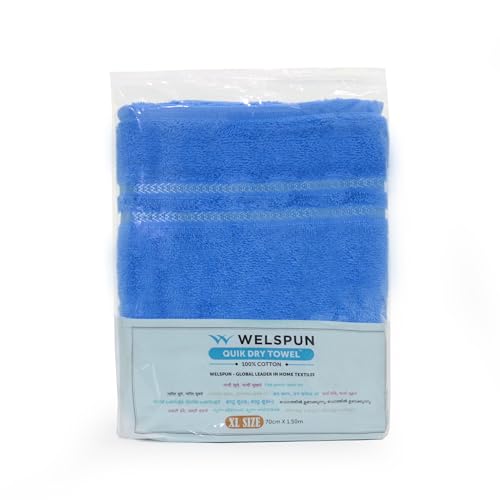 Welspun 100% Cotton Quick Dry Bath Towel | High Absorbency Super Soft, Fast Drying Towels for Bath | 380 GSM Large Size 1 Piece Bath Towel for Men and Women | Sized 70cm X 150cm Dark Blue - Image 5