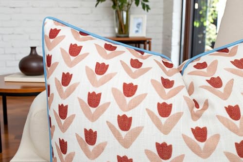 VAGMINE Throw Pillow Cover 20x20 – Red Floral Printed Poly-Cotton Square Accent Cushion Cover – Vamika Motif - Image 3