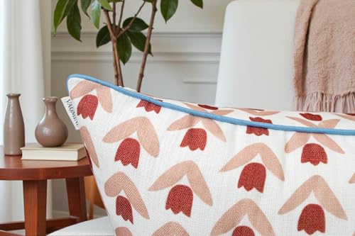 VAGMINE Throw Pillow Cover 20x20 – Red Floral Printed Poly-Cotton Square Accent Cushion Cover – Vamika Motif - Image 4