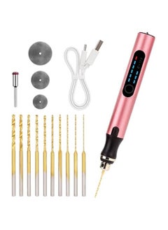 Arabest 3-Speed Cordless Mini Drill Pen with 10 Small Drill Bits, Rechargeable Electric Hand Drill, Resin Drill Set for Jewelry Making Plastic Wood Keychains DIY (Rose Gold)  - Image 1