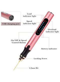 Arabest 3-Speed Cordless Mini Drill Pen with 10 Small Drill Bits, Rechargeable Electric Hand Drill, Resin Drill Set for Jewelry Making Plastic Wood Keychains DIY (Rose Gold)  - Image 2