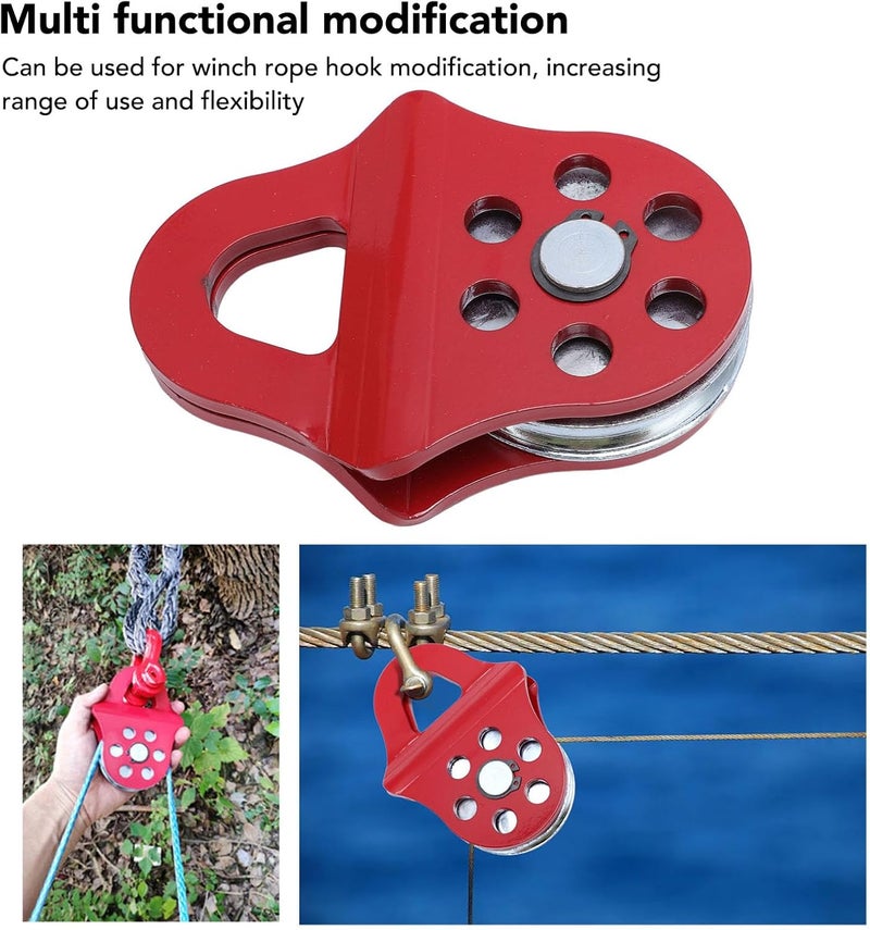 TOPINCN Winch Snatch Block, High Load Capacity Alloy Steel Pulley Block with Clamp Design for Synthetic Rope or Steel Cable, Universal Tackle Block - Image 5
