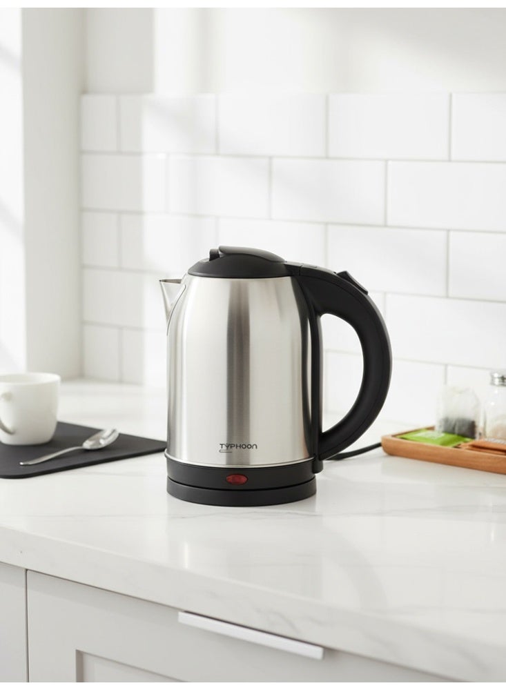 Typhoon Electric Kettle - 2200 Watts - 2 Liters - Indicator Light - Silver/Black - TY-01-011 - Image 2