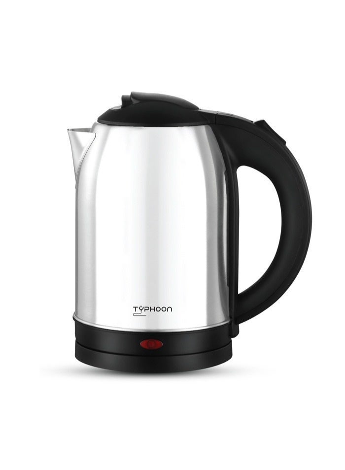Typhoon Electric Kettle - 2200 Watts - 2 Liters - Indicator Light - Silver/Black - TY-01-011 - Image 1