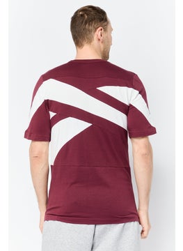 Reebok Men Sportswear Fit Short Sleeve Outdoor T-Shirt, Maroon  - Image 2
