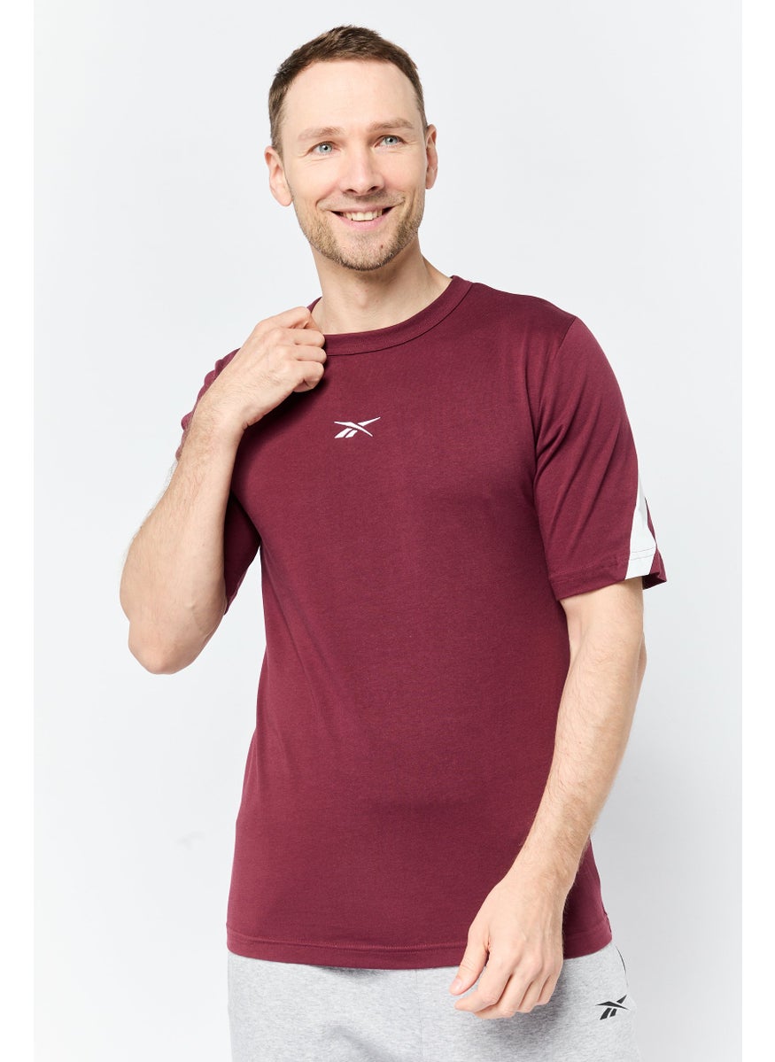 Reebok Men Sportswear Fit Short Sleeve Outdoor T-Shirt, Maroon  - Image 1