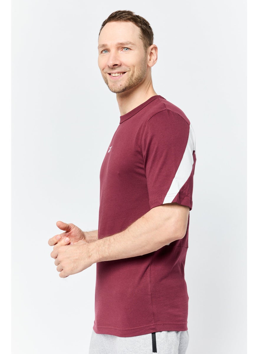 Reebok Men Sportswear Fit Short Sleeve Outdoor T-Shirt, Maroon  - Image 3
