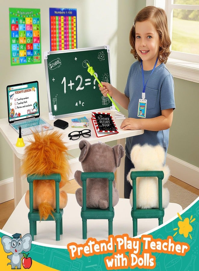 Alritz Pretend Play Teacher Set, School Stuff, Role Play Preschool Learning Activities Classroom Set for Girl Boys Include Dolls, Toy Laptop, Black Board, Birthday Gift Ages 5 6 7 8 9 10+ Years Old - Image 2