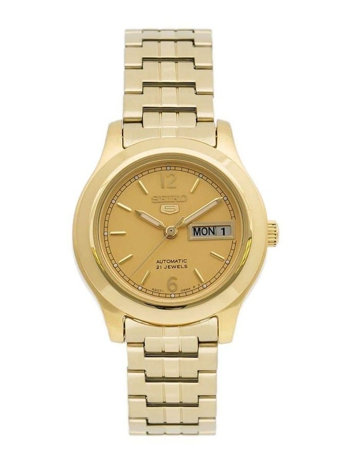 Seiko - Series 5 Classic Ladies Size Gold Dial Gold Plated Stainless Steel Strap Watch SYME02K1 - Image 1