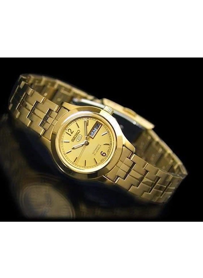 Seiko - Series 5 Classic Ladies Size Gold Dial Gold Plated Stainless Steel Strap Watch SYME02K1 - Image 1