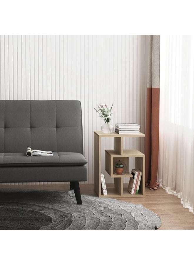 طاولة جانبية HOMCOM من 3 طبقات – رفوف تخزين مفتوحة، مثالية كطاولة قهوة أو وحدة تنظيم لغرفة المعيشة، باللون الجوزي - Image 1