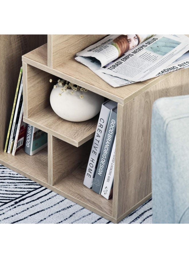 طاولة جانبية HOMCOM من 3 طبقات – رفوف تخزين مفتوحة، مثالية كطاولة قهوة أو وحدة تنظيم لغرفة المعيشة، باللون الجوزي - Image 3