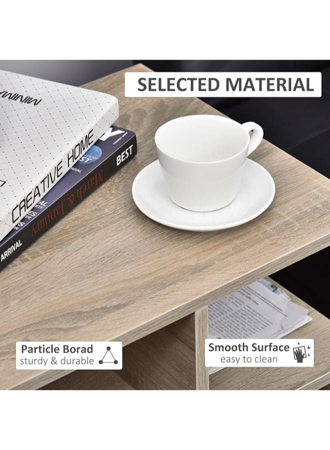 طاولة جانبية HOMCOM من 3 طبقات – رفوف تخزين مفتوحة، مثالية كطاولة قهوة أو وحدة تنظيم لغرفة المعيشة، باللون الجوزي - Image 5