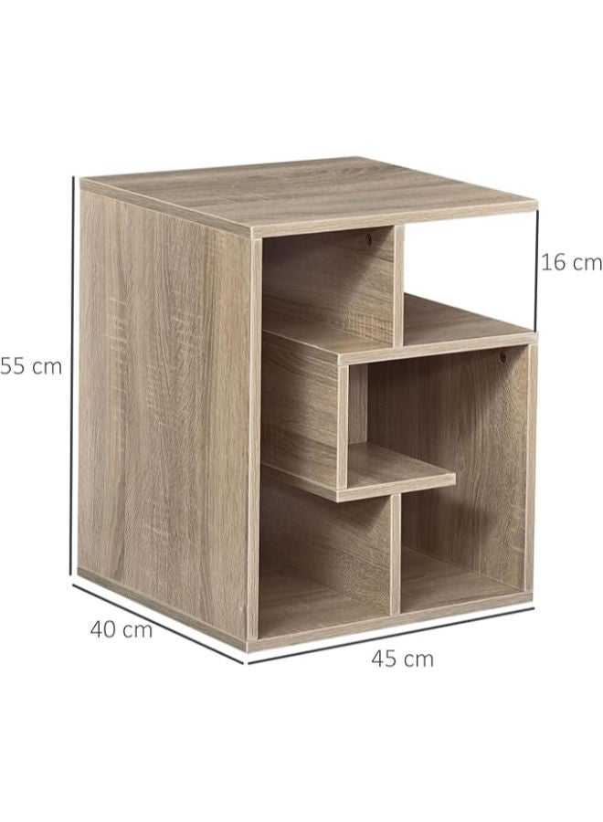 طاولة جانبية HOMCOM من 3 طبقات – رفوف تخزين مفتوحة، مثالية كطاولة قهوة أو وحدة تنظيم لغرفة المعيشة، باللون الجوزي - Image 2