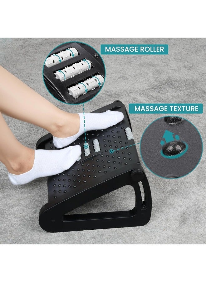 Zimtal Foot Desk Adjustable Under Desk Foot Rest with Massage Surface to Reduce Hip and Back Pain, Non-Slip Desk Foot Rest with Six Height Settings for Office Gaming Chair (Black) - Image 5