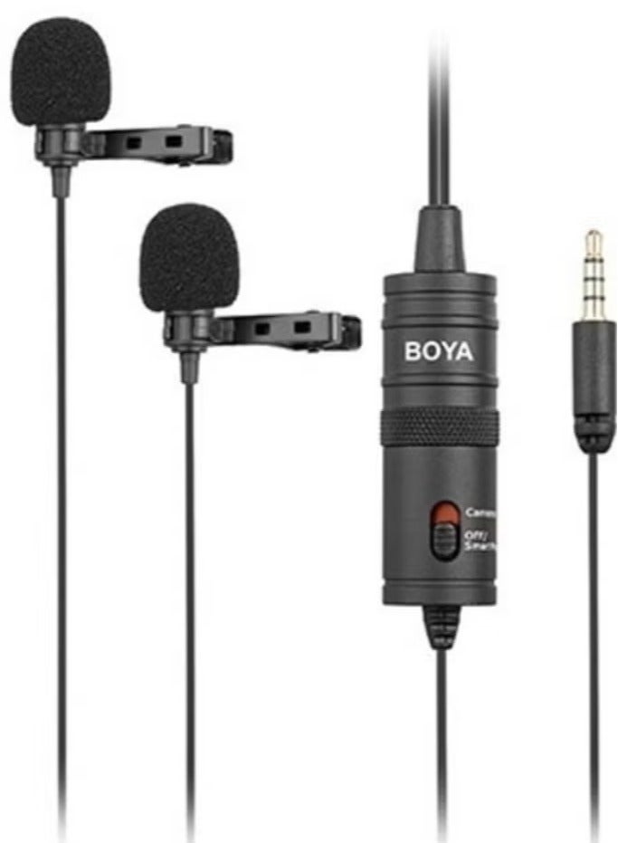 BOYA BY-M1DM Dual Lavalier Microphone – High-Quality Omnidirectional Clip-On Mic for Clear Audio Recording on Cameras, Smartphones, Tablets & Computers, Noise-Canceling, Perfect for Interviews, Podcasts, YouTube, and Vlogging - Image 1