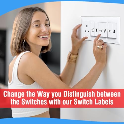 Coofandy Transparent Switch Identifier for Fan Heater Bed Bathroom Kitchen Garage Room,Labels 3-A4 Sheets for Electric Board Appliances, 27 Designs-495 Stickers for White and Black Switches, 1 Sheet - Image 3