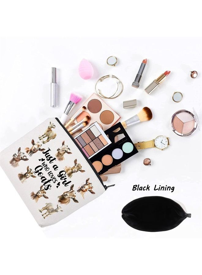 LEVLO Funny Goat Cosmetic Bag Animal Lover Gift Just A Girl Who Loves Goats Makeup Zipper Pouch Bag Goat Lover Gift (Goats) - Image 3