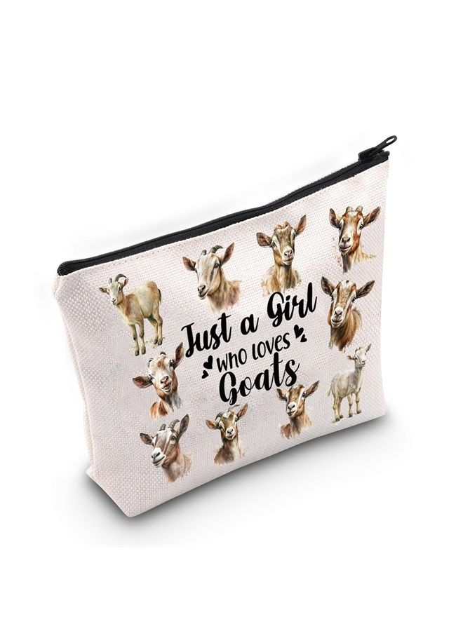 LEVLO Funny Goat Cosmetic Bag Animal Lover Gift Just A Girl Who Loves Goats Makeup Zipper Pouch Bag Goat Lover Gift (Goats) - Image 1