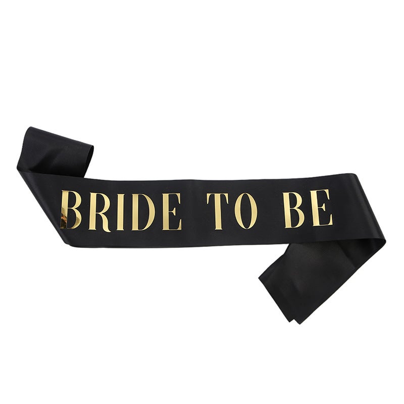 Fashion New glitter cloth bridal shoulder strap ceremonial belt BRIDE TO BE party belt belt wedding decoration Satin cloth Black