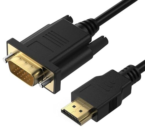 PANPEO HDMI to VGA Adapter Cable 6ft, Gold-Plated Connectors - Compatible with Laptop, Monitor, Projector, TV, Xbox, Roku - Image 1