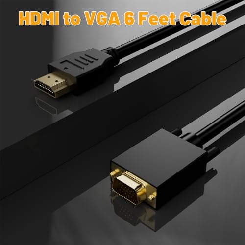PANPEO HDMI to VGA Adapter Cable 6ft, Gold-Plated Connectors - Compatible with Laptop, Monitor, Projector, TV, Xbox, Roku - Image 2