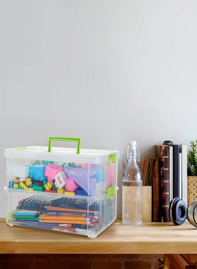 ROKTRY 2 Layer Stack & Carry Box, Plastic Multipurpose Portable Storage Container Box Handled Organizer Storage Box and Beauty Supplies (multicolor) - Image 3