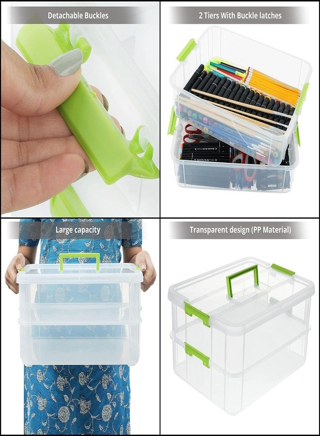 ROKTRY 2 Layer Stack & Carry Box, Plastic Multipurpose Portable Storage Container Box Handled Organizer Storage Box and Beauty Supplies (multicolor) - Image 5