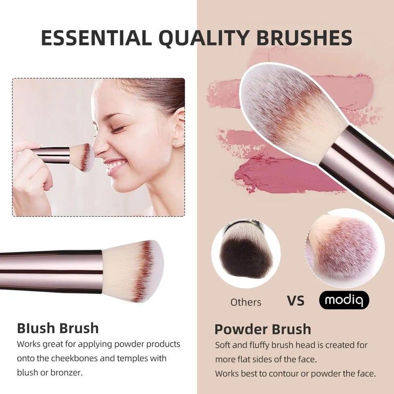Modiq Makeup Brush Set, 20 Pcs, Premium Synthetic Brushes for Foundation, Powder, Concealer, Eye shadows, Blush, with Free Black Case - Image 3