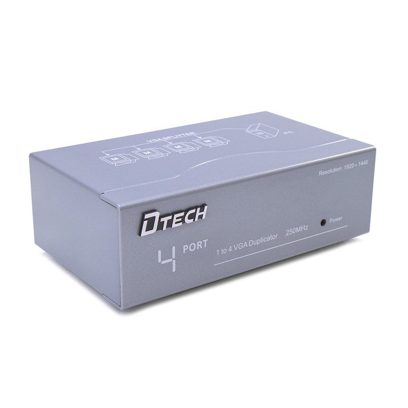 DTECH Powered 4 Port VGA Splitter Box Video Distribution Duplicator for 1 PC to Multiple Monitors Projector - Image 4