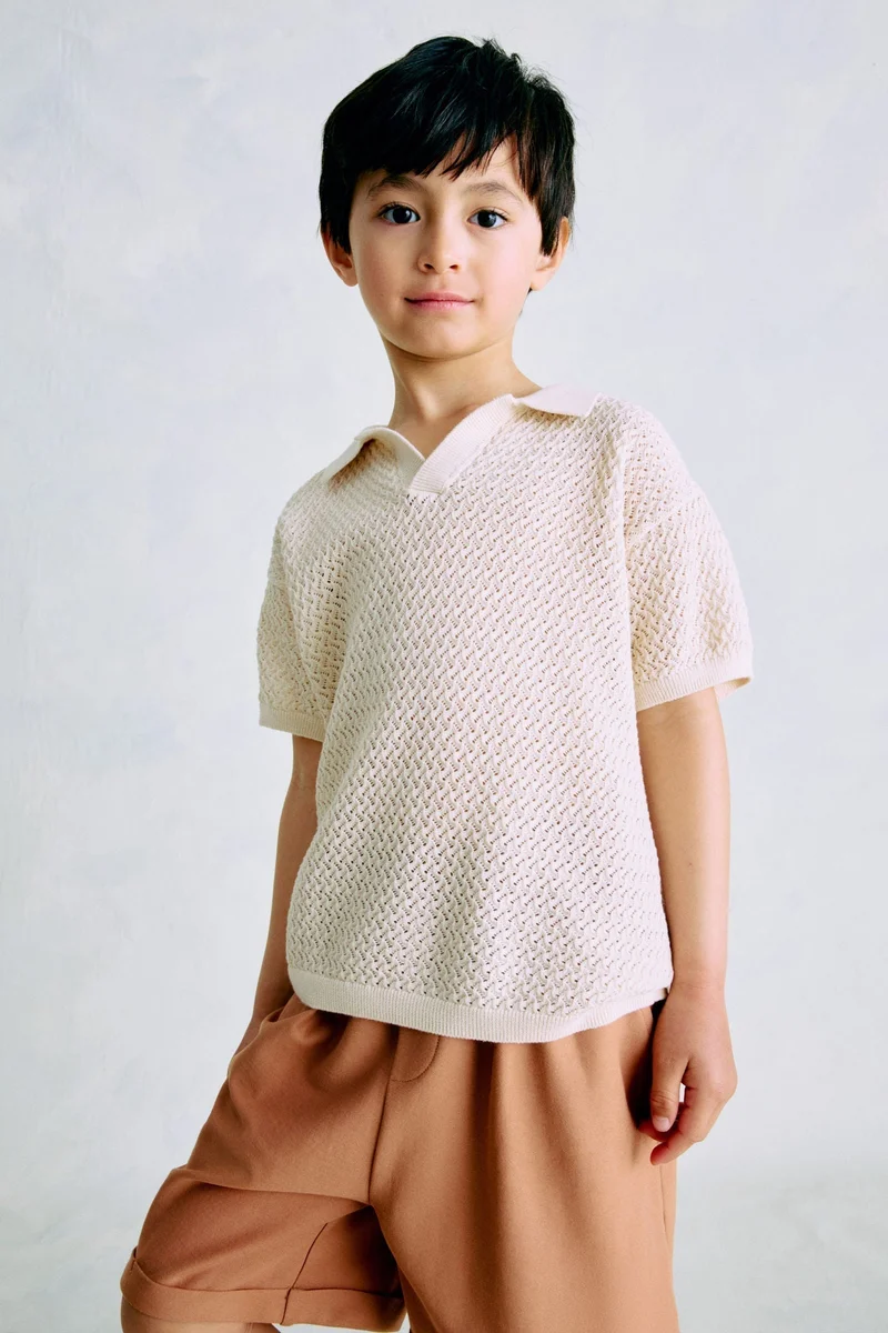 اتش اند ام تي-شيرت بولو بحياكة بارزة الملمس