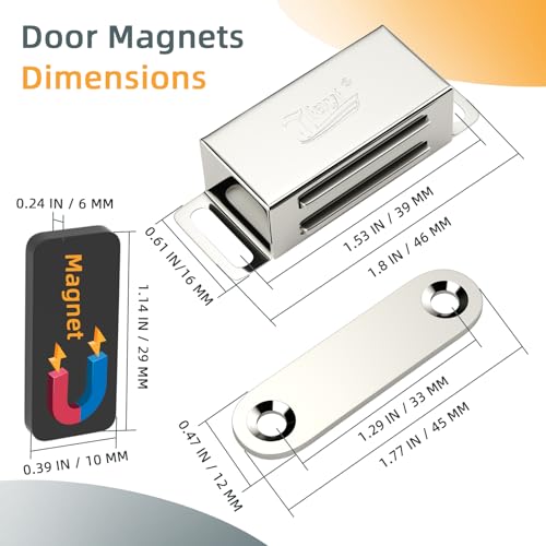 Jiayi Cabinet Magnets Jiayi 12 Pack Magnetic Door Catch Stainless Steel Kitchen Cabinet Magnetic Catch Drawer Magnet for Cabinet Door Cupboard Magnetic Closures for Cabinet Magnetic Latches Cabinet Closer - Image 2