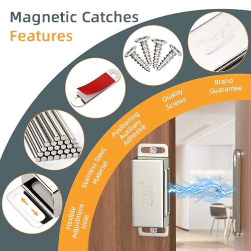 Jiayi Cabinet Magnets Jiayi 12 Pack Magnetic Door Catch Stainless Steel Kitchen Cabinet Magnetic Catch Drawer Magnet for Cabinet Door Cupboard Magnetic Closures for Cabinet Magnetic Latches Cabinet Closer - Image 3