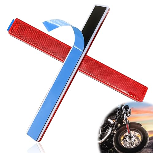 Lunwag 2 PCS StickOn Smoked Saddlebag Reflector Spoke Red Reflective Front Lower Legs of Harley Night Visibility Reflectors for Cars Trailer Motorcycle Trucks Boat Bicycle - Image 1