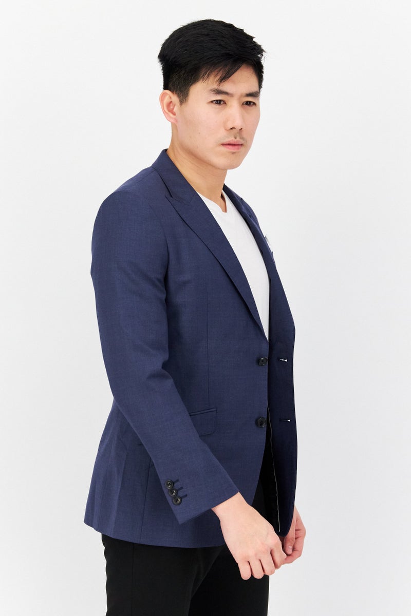 Selected Homme Men Slim Fit Notched Neck Long Sleeve Blazer, Blue - Image 4