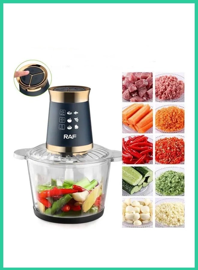 آر إيه أف معالج طعام كهربائي من RAF سعة 3 لتر - مفرمة متعددة الوظائف بسرعتين وشفرات من الفولاذ المقاوم للصدأ، ومحرك قوي بقوة 300 واط، لتقطيع اللحوم والخضراوات والفواكه وغيرها - طراز R-7038 - Image 2