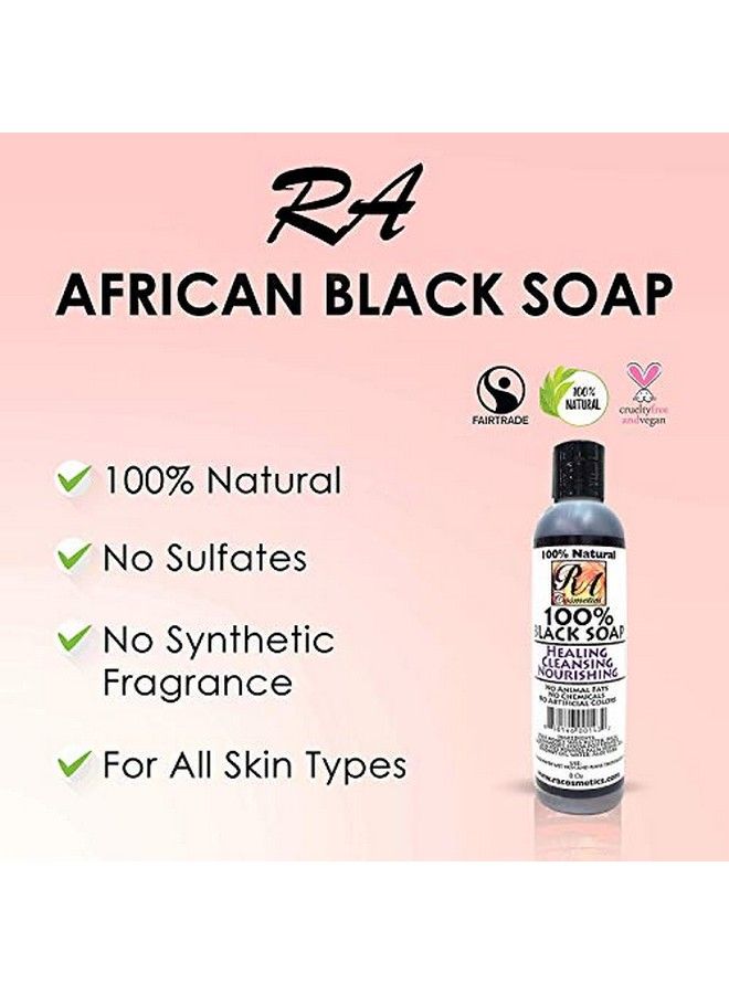 RA COSMETICS صابون أسود طبيعي سائل 100% أفريقي 8 أونصات - Image 4