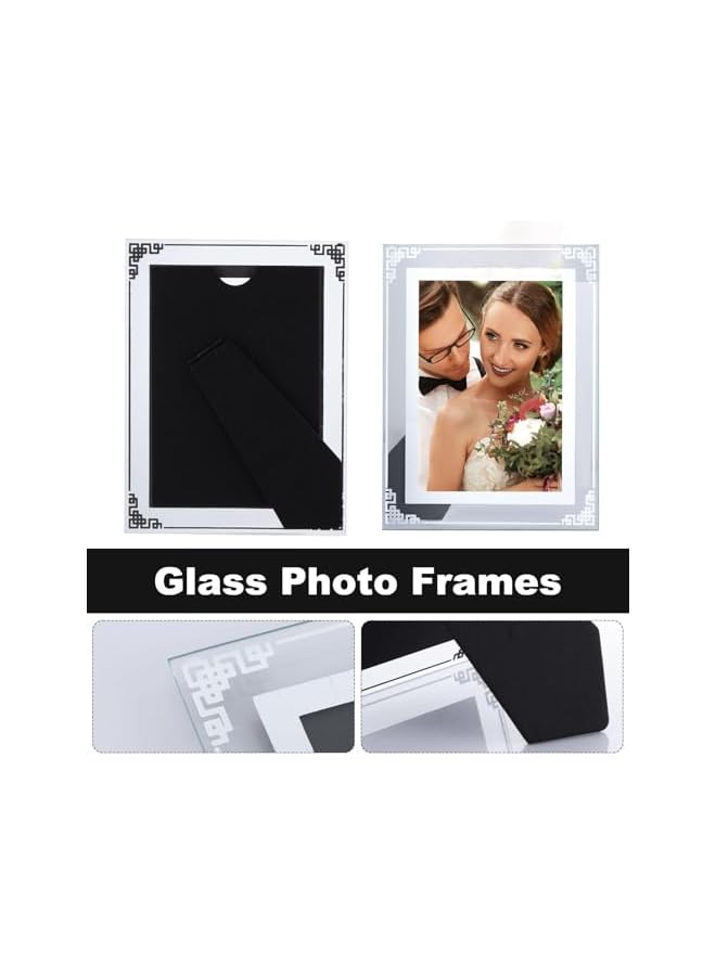 The Bros Picture Frame, 6 Pack 6x4 Silver Mirrored Glass Photo Frames, Rectangular Frame Picture Frame, Tabletop Display Horizontally or Vertically for Wedding Home Offices Business School - Image 3