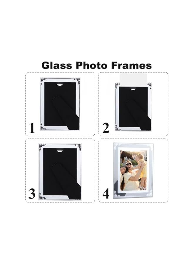 The Bros Picture Frame, 6 Pack 6x4 Silver Mirrored Glass Photo Frames, Rectangular Frame Picture Frame, Tabletop Display Horizontally or Vertically for Wedding Home Offices Business School - Image 4