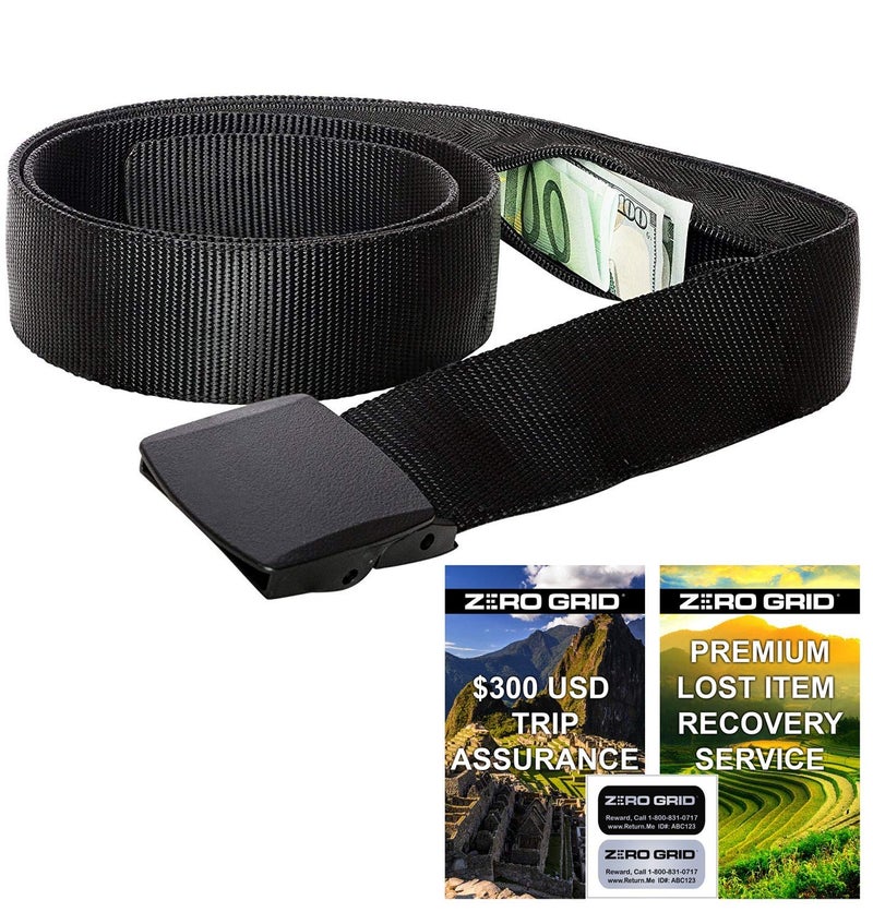Zero Grid Travel Security Belt â€“ Hidden Money Pouch â€“ Stretch Fit, TSA-Approved Anti-Theft Design with Plastic Buckle and Zipper Pocket for Cash, Cards & Accessories â€“ Adjustable for Men & Women - Image 1